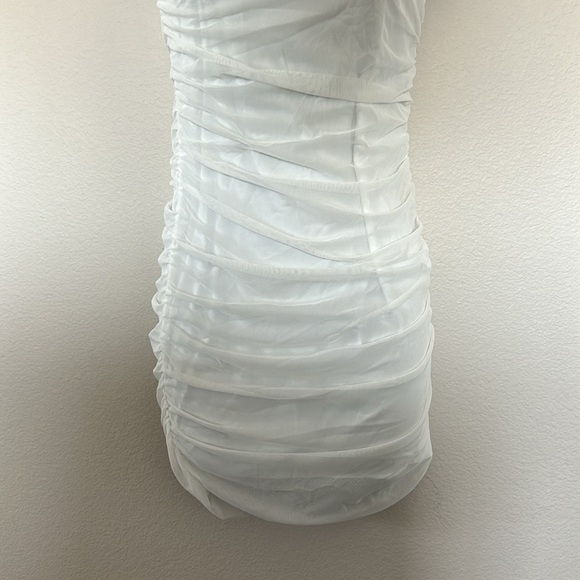 Princess Polly Charvi White Square Neck Puff Sleeve
Ruched Mesh Overlay Dress - Picture 6 of 12